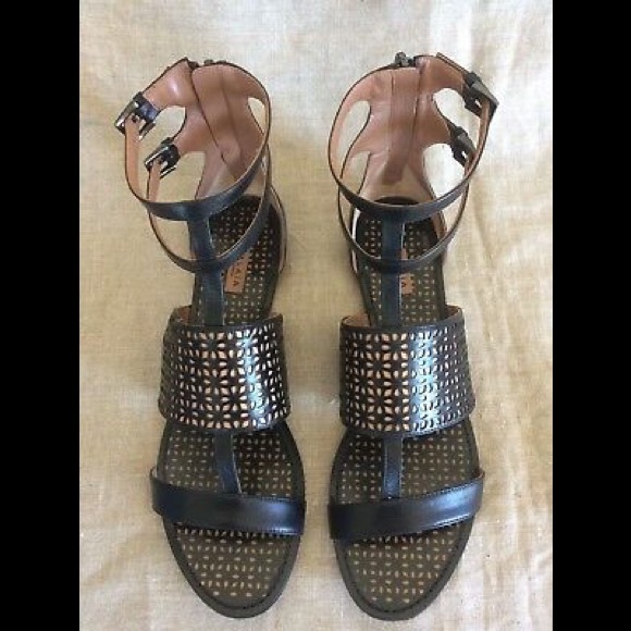 Alaia Sandals Caged Black Laser Leather Ankle Box - Picture 3 of 8